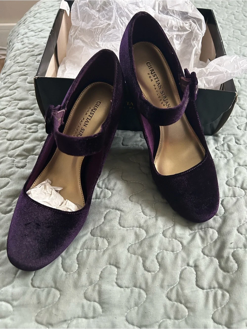 Christian Siriano Deep Purple Velvet Mary Jane Heels